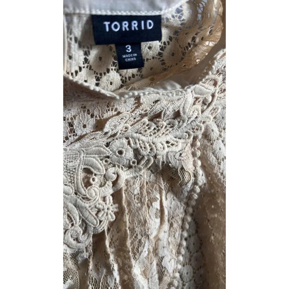 Torrid Mixed Lace Victorian High Neck Sheer Blouse – Plus 3X - Picture 7 of 10